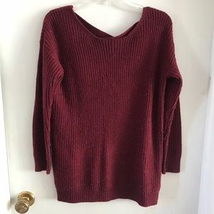 Maroon Cross Back Sweater